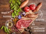 Rind mit Süsskartoffel, Mangold, Superfoods, Honig und Naturkräuter